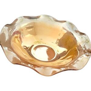 FloraGold‎ by Jeannette, Vintage Marigold Pattern 9 1/2 Inch Scalloped Bowl